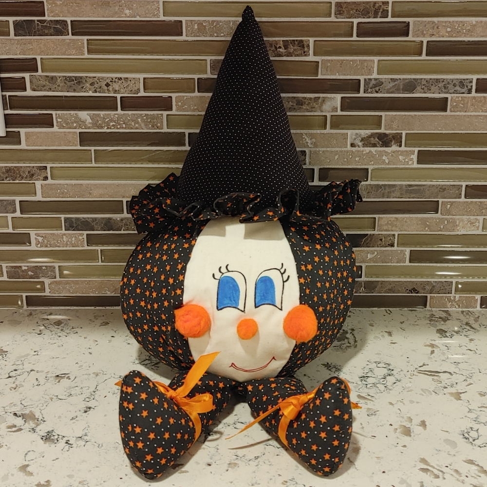 Vintage Halloween Witch Shelf Sitter Stuffed Handmade 12"